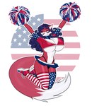 american_flag anthro big_breasts blue_clothing blue_hair blue_legwear blue_stockings bottomwear breasts cheerleader_outfit cheerleader_pose cleavage clothed clothing curled_hair female footwear fur hair holidays huge_breasts legwear looking_at_viewer microskirt miniskirt multicolored_clothing multicolored_legwear multicolored_stockings one_eye_closed pattern_clothing pattern_legwear pattern_stockings pom_poms red_body red_clothing red_eyes red_fur red_legwear red_stockings shoes skimpy skirt sneakers solo star_pattern star_polygon stockings striped_clothing striped_legwear striped_stockings stripes thick_thighs thong_straps under_boob united_states_of_america white_body white_clothing white_fur white_legwear white_stockings wink winking_at_viewer pewas 4th_of_july rexi_awoosuko_(devildjmachine) canid canine fox mammal absurd_res hi_res