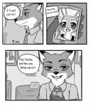 anthro canid canine comic dialogue disney english_text female fox fur judy_hopps lagomorph leporid male mammal nacchan96 nick_wilde rabbit red_fox text true_fox zootopia