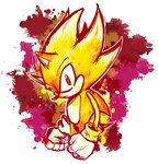 anthro clothing fur gloves handwear looking_at_viewer male quills_(anatomy) red_eyes simple_background solo super_form white_clothing white_gloves white_handwear yellow_body yellow_fur hexanne sega sonic_the_hedgehog_(series) sonic_the_hedgehog super_sonic eulipotyphlan hedgehog mammal 2024 colored digital_media_(artwork) hi_res