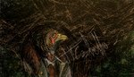 amber_eyes anthro avian bird clothing digital_media_(artwork) eyewear forest fur galliform glasses green_clothing hair lundqvist_enterprises makaronnie male phasianid pixel_(artwork) plant signature solo teodor_haroldsson tree uniform