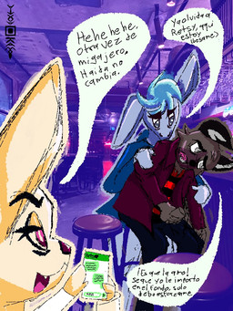 alcohol ambiguous_gender anthro beverage drinking group trio okamiarata aggretsuko sanrio fenneko haida_(aggretsuko) tadano_(aggretsuko) asinus canid canine donkey equid equine fennec_fox fox hyena mammal spotted_hyena true_fox female_(lore) male_(lore)
