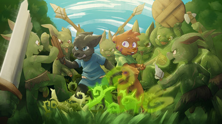 anthro axe backsack ball_size_difference balls big_penis black_body black_fur blue_bottomwear blue_clothing blue_eyes blue_shirt blue_shorts blue_topwear blue_tunic bottomless bottomless_anthro bottomless_male bottomwear brambles broken_sword butt casual_nudity clothed clothing dagger ear_piercing ears_back facial_piercing fangs feet foreskin fur genitals grass grass_skirt green_balls green_body green_clothing green_eyes green_penis green_skin group growling humanoid_genitalia humanoid_penis ineffective_clothing loincloth magic male male/male melee_weapon mocking nose_piercing nose_ring nude nude_male orange_body orange_eyes orange_fur outside penis penis_size_difference piercing pivoted_ears plant polearm purple_eyes red_eyes ring_piercing scared shield shirt shorts shota small_balls small_penis spear stone_axe sword teeth teeth_showing tongue tongue_out topwear tunic weapon wood wood_shield yellow_eyes young young_anthro young_male dakkawoof peppercorn_kiddo dakka peppercorn_(character) bear canid canine canis gastropod goblin humanoid mammal mollusk snail wolf 16:9 2021 4k absurd_res artist_collaboration hi_res widescreen