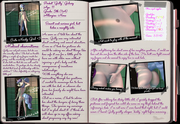 anthro biped bodily_fluids book breasts butt cutie_mark female fingers flat_chested genital_fluids genitals hair horn loli navel nipples nude pupils small_breasts solo standing stated_age stated_height stated_young tail text vaginal_fluids vulva young cdv hasbro my_little_pony mythology pocket_galaxy equid equine mammal mythological_creature mythological_equine unicorn 3d_(artwork) digital_media_(artwork) english_text hi_res