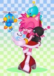 ambiguous_gender anthro bat_wings black_body black_skin blue_body blue_eyes blue_skin clothing dress eyes_closed female fur group halo membrane_(anatomy) membranous_wings pink_body pink_fur pink_skin white_body white_eyes white_skin wings lissfreeangel sega sonic_the_hedgehog_(series) team_sonic_racing amy_rose omochao chao_(sonic) dark_chao eulipotyphlan hedgehog hero_chao mammal hi_res