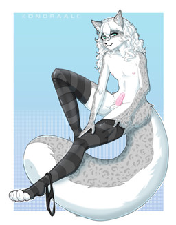anthro balls clothed clothing clothing_around_one_leg femboy genitals legwear leopard_spots male panties panties_around_one_leg panties_down partially_clothed paws penis solo spots stockings thigh_highs underwear underwear_around_one_leg underwear_down kondraalo selene_(selene) felid mammal pantherine snow_leopard absurd_res hi_res