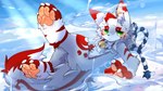 anthro bell bell_collar biped collar fur green_eyes kemono looking_at_viewer male red_body red_fur slim_anthro slim_male solo white_body white_fur hlg7777 domestic_cat felid feline felis mammal 2024