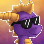 eyewear horn male smile solo sunglasses oggythefox activision european_mythology mythology spyro_the_dragon spyro dragon mythological_creature mythological_scalie scalie western_dragon 1:1 2018 hi_res reaction_image signature