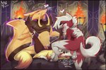 absurd_res animal_genitalia animal_penis anthro anthro_on_anthro anthro_penetrated anthro_penetrating anthro_penetrating_anthro balls braixen canid canine canine_genitalia canine_penis claws english_text female female_penetrated fur generation_1_pokemon generation_6_pokemon generation_7_pokemon genitals group hi_res inner_ear_fluff irrumatio kadabra knot lycanroc male male/female male_penetrating male_penetrating_female mammal midnight_lycanroc nintendo nude oral oral_penetration penetration penile penile_penetration penis pokemon pokemon_(species) pussy red_body red_fur sex tail text throat_swabbing tongue trio tuft vaginal vaginal_penetration vilf white_body white_fur yellow_body yellow_fur
