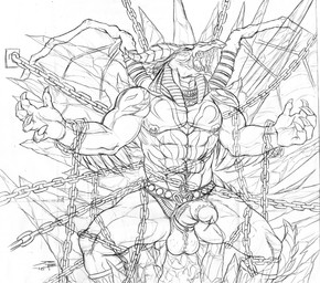 abs anthro balls bdsm bound chain chained erection fangs front_view genitals horn humanoid_genitalia humanoid_penis male membrane_(anatomy) membranous_wings mostly_nude muscular muscular_anthro muscular_male nipple_piercing nipples open_mouth pecs penis piercing ridged_horn sharp_teeth solo teeth wings crazydrak mythology dragon mythological_creature mythological_scalie scalie hi_res monochrome sketch