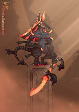 anthro athletic athletic_anthro athletic_male bandage bandaged_arm bandaged_foot bandaged_hand bandaged_leg bandaged_tail claws fangs finger_claws fingers khopesh male melee_weapon scar seam_(sewing) simple_background solo stitch_(sewing) surgical_suture sword tail teeth toe_claws weapon lusciouslioness mythology anubian_jackal canid canid_demon canine canis demon hellhound jackal mammal mummy mythological_canine mythological_creature patchwork_creature undead wolf 2025 digital_media_(artwork) hi_res