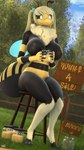 antennae_(anatomy) anthro big_breasts blep breasts female food honey_(food) honey_jar neck_tuft nipples nude outside pigtails revamped_anthros sign solo tongue tongue_out tuft wings donglysfm abby_(donglysfm) arthropod bee hymenopteran insect 3d_(artwork) 4k 9:16 absurd_res digital_media_(artwork) hi_res source_filmmaker_(artwork)