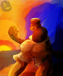 beach big_butt bottomwear butt butt_focus clothing eyes_closed fin_hands male sailor_uniform sand shell shorts smile solo sunset uniform walking water watercolor_background hurricane_weaver honu_(mustard_gollum) aquatic humanoid reptile scalie sea_turtle turtle 5:6 hi_res watermark