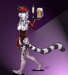 accessory alcohol anthro bar barmaid beer beverage breasts champagne clothing corset female food garter garter_straps legwear lingerie nipples panties rrin solo stockings tail topwear underwear waiter aerynoustinne domestic_cat felid feline felis hybrid lagomorph leporid mammal rabbit 2009