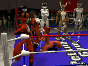 anthro audience black_penis bodily_fluids boxing breasts championship competition crowd cum cum_in_mouth cum_inside erection fellatio female female_penetrated fighting_ring genital_fluids genitals group gynomorph gynomorph/female gynomorph_penetrating gynomorph_penetrating_female intersex intersex/female intersex_penetrating intersex_penetrating_female male oral oral_penetration penetration penile penis sex sexual_competition sport tail tetsuo merric canid canine cervine deer felid feline fox leopard mammal pantherine red_fox true_fox 4:3 character_request