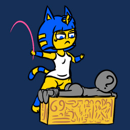 anthro butt butt_slap duo female intersex intersex/female slap spanking whip unknown_artist animal_crossing nintendo ankha_(animal_crossing) domestic_cat felid feline felis mammal 1:1 2026 animated loop