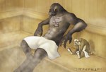 abs anthro blush clothed clothing duo male sauna scar size_difference topless towel themuffinly halo_(series) microsoft xbox_game_studios arbiter_(halo) muffin_(themuffinly) alien domestic_ferret mammal mustelid musteline sangheili true_musteline weasel 2021