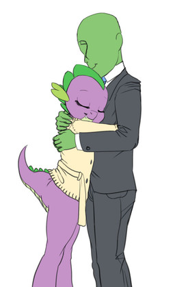 ?_face aged_up anthro crossgender duo female male tail carniscorner friendship_is_magic hasbro my_little_pony mythology anon spike_(mlp) dragon human mammal mythological_creature mythological_scalie scalie