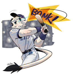 anthro baseball_bat baseball_uniform bat_(object) belt bottomwear clothing fur male mane mascot solo sound_effects sportswear tail topwear uniform white_body white_fur wooren nippon_professional_baseball saitama_seibu_lions leo_(saitama_seibu_lions) felid lion mammal pantherine 2025 hi_res