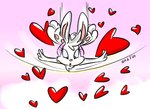 clothing cotton_tail dress falling female fur heart_symbol open_mouth pink_background pink_clothing pink_dress semi-anthro simple_background solo tail toony white_body white_fur andybunny mimi_(andybunny) lagomorph leporid mammal rabbit 2007