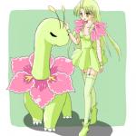 1:1 2009 alternate_species breasts clothing cosplay costume dress duo female feral generation_2_pokemon hair human humanized humanoid long_hair low_res mammal meganium nintendo pokemon pokemon_(species) pokemon_costume ranphafranboise