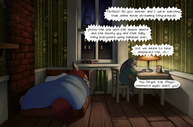alarm_clock anthro bottomless chair clock clothed clothing desk detailed_background dialogue duo fur furniture inside light orange_body orange_fur scut_tail short_tail sitting speech_bubble table tail text window s1m disney zootopia judy_hopps nick_wilde canid canine fox lagomorph leporid mammal rabbit red_fox true_fox 2020 comic english_text hi_res lighting