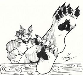 accessory anthro barazoku claws feet foot_focus headband humanoid_feet male muscular muscular_anthro muscular_male nipples pawpads pecs perspective plantigrade sitting solo pinumontbalou kemo_coliseum volga_(kemo_coliseum) canid canine canis domestic_dog husky mammal nordic_sled_dog spitz hi_res line_art