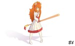 anthro asian_clothing boots clothing east_asian_clothing female footwear gold_bell hair holding_object holding_staff japanese_clothing kimono long_hair looking_at_viewer orange_hair shadow shoes simple_background solo staff standing white_background white_clothing bingbingo_(artist) undertale_yellow ceroba_ketsukane canid canine fox mammal hi_res