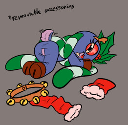all_fours anthro bell bell_collar black_eyes black_text blue_body blue_tail brown_collar brown_hooves butt clothing collar discarded_clothing eyelashes fake_antlers fake_horns female female_anthro flat_chested green_ears grey_background holidays holly_(plant) hoof_hands hooves huge_ears jingle_bell jingle_bell_collar long_ears motion_lines multicolored_body multicolored_clothing narrowed_eyes nude nude_anthro nude_female plant plushie presenting presenting_hindquarters purple_body purple_tail red_clothing red_eyelids scut_tail short_tail simple_background solo striped_ears tail tail_motion tailwag tan_sclera text two_tone_body two_tone_tail white_clothing young young_anthro young_female soulcentinel christmas rise_of_the_teenage_mutant_ninja_turtles teenage_mutant_ninja_turtles mrs._cuddles animate_inanimate lagomorph leporid living_plushie mammal rabbit 2025 english_text handwritten_text adult_(lore)