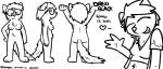4_fingers 7:3 anthro breasts canid canine canis clothing crop_top drexi_black ear_piercing english_text eyes_closed female fingers genitals hair heart_symbol mammal model_sheet monochrome nipples nude piercing pokehidden pussy shirt smile solo standing text topwear wolf