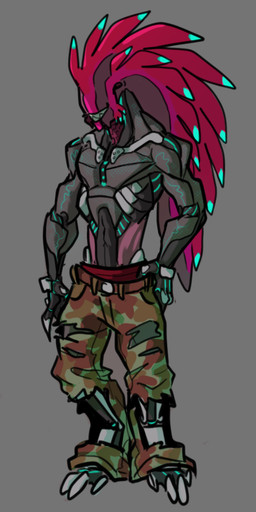 anthro cybernetics hand_on_hip machine male solo standing worrmgutssss fereg alien alien_humanoid cyborg humanoid marine_bloodworm hi_res