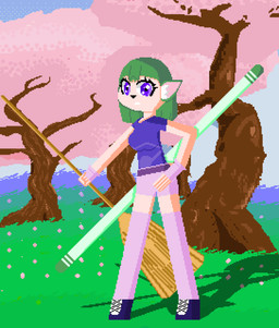 broom cleaning_tool female solo rayhamilton asian_mythology east_asian_mythology japanese_mythology mythology sakura_(rayhamilton) animal_humanoid felid feline humanoid mammal nekomata werecat werecreature werefelid werefeline yokai digital_media_(artwork) hi_res pixel_(artwork)