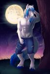 anthro bulge clothed clothing fangs looking_at_viewer male night outside sky solo standing star starry_sky teeth compass_(artist) copper_soul-fate equid equine horse mammal hi_res