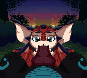 anthro bodily_fluids cum cum_inside duo erection fellatio genital_fluids genitals knot male male/male oral penile penis red_body red_scales scales sex sucking young lawealewd league_of_legends mythology riot_games tencent smolder_(lol) dragon mythological_creature mythological_scalie scalie animated hi_res long_playtime no_sound video