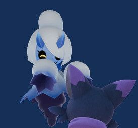 2_horns ambiguous_gender anthro black_sclera blue_body blue_fur clothing covering covering_eyes covering_face dipstick_ears dress duo ear_markings eyes_closed floating fur ghost_tail giggle hair happy horn laugh looking_at_another markings moon_(marking) multicolored_ears open_mouth oversized_sleeves playing ponytail pseudo_clothing pupils simple_background slit_pupils transparent_background wavy_mouth white_hair yellow_eyes yellow_sclera winget palworld pocketpair bakemi_(pal) felid feline mammal pal_(species) spirit wispaw 2026 3d_(artwork) 3d_animation alpha_channel animated animated_gif digital_media_(artwork) loop official_art short_playtime