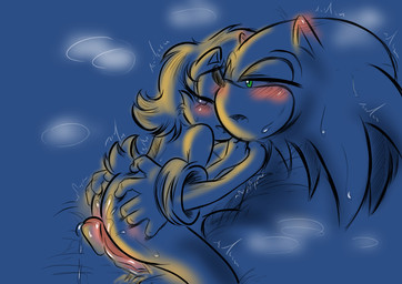 after_sex afterglow anthro blush bodily_fluids breath butt canon_couple duo ear_blush eyes_closed female fur genitals green_eyes hair male male/female nude panting penis scut_tail short_tail tail tears dawnelle archie_comics sega sonic_the_hedgehog_(archie) sonic_the_hedgehog_(comics) sonic_the_hedgehog_(series) sally_acorn sonic_the_hedgehog chipmunk eulipotyphlan ground_squirrel hedgehog mammal rodent sciurid