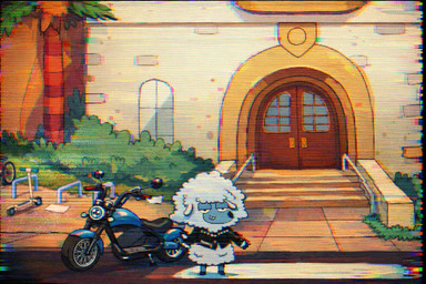 anthro male motorcycle solo vehicle young gugleamo disney kiff_(series) mav_(kiff) bovid bovine caprine mammal sheep 3:2