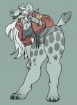 anthro clothed clothing female hair jacket long_hair solo thick_thighs topwear deermary neon_genesis_evangelion bones_(deermary) hyena mammal spotted_hyena