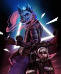 anthro biker bulge e-cigarette grin leather looking_at_viewer male motorcycle smile solo vehicle orioz canid canine canis domestic_dog fox mammal wolf hi_res