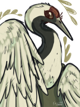 ambiguous_gender beak black_body black_feathers brown_eyes feathered_wings feathers feral grey_beak head_markings long_neck looking_at_viewer markings simple_background solo text toony white_background white_body white_feathers white_wings wings kestrel_(artist) avian bird black-necked_crane crane_(bird) gruiform grus_(genus) 2026 artist_name colored digital_drawing_(artwork) digital_media_(artwork) english_text hi_res portrait signature
