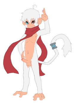 accessory anthro balls barefoot biped cute_fangs erection fangs feet foreskin furgonomics genitals hand_on_hip heterochromia humanoid_genitalia humanoid_penis jewelry male mostly_nude navel nipples partially_retracted_foreskin penis pose prehensile_feet raised_arm ring scarf solo standing tail tail_accessory tail_jewelry tail_ring teeth toes young young_anthro littlerager tyrell_(littlerager) haplorhine mammal monkey primate alternate_version_at_source flat_colors full-length_portrait hi_res pinup portrait