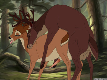 anal anatomically_correct anatomically_correct_genitalia anatomically_correct_penis animal_genitalia animal_penis antlers balls bodily_fluids breath brown_body brown_fur cervine_genitalia cervine_penis doggystyle duo erection feral feral_on_feral feral_penetrated feral_penetrating feral_penetrating_feral forest from_behind_position fur genital_fluids genitals horn male male/male male_penetrated male_penetrating male_penetrating_male panting pelvic_thrust penetration penis plant rivals sex sheath tongue tongue_out tree backlash91 conditional_dnp bambi_(film) disney bambi ronno cervine deer mammal 4:3 flat_colors hi_res