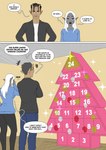 blue_clothing bottomwear clothed clothing dialogue duo eyewear female glasses hair horn humanoid_pointy_ears male not_furry pants speech_bubble text white_hair madabalone lily_(madabalone) elf horned_humanoid humanoid comic english_text hi_res