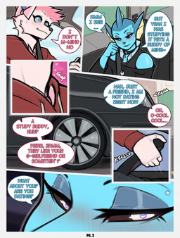 anthro barbell_piercing biped black_nose blue_body blush blush_lines car clothed clothing detailed_background dialogue duo eyelashes femboy fingers fur glistening_eyelids heart_symbol inside_car inside_vehicle long_eyelashes male male_anthro motion_lines piercing question_mark sitting speech_bubble teeth text vehicle white_body white_fur oro97 nintendo pokemon eeveelution generation_1_pokemon generation_6_pokemon pokemon_(species) sylveon vaporeon comic english_text hi_res