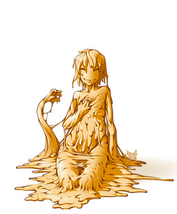 ambiguous_gender eyes_closed kneeling not_furry simple_background slime smile solo white_background viddharta-joshua viddharta_(character) goo_creature humanoid 2015
