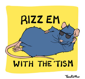 anthro biped blue_body eyewear feral humor male simple_background smile solo sunglasses text threeratmoon mammal murid murine rat rodent 2026 english_text hi_res