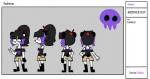 black_body black_hair clothed clothing female hair multicolored_body multicolored_hair purple_hair side_view simple_background solo two_tone_body two_tone_hair white_body norehana_art pandora_nox_(sinfulwalpurrgis) bear giant_panda mammal model_sheet