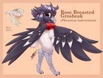 absurd_res anthro avian avian_feet beak blasticussaturn english_text feathered_wings feathers feet female hair hi_res looking_at_viewer map multicolored_body purple_eyes rose_breasted_grosbeak short_hair signature simple_background solo tail tail_feathers talons text toes wings