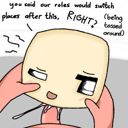 armless blocky_body bodily_fluids cum cum_inside dialogue duo female genital_fluids genitals legless male male/female mischievous_smile one_eye_closed open_mouth penis sex simple_background size_difference smaller_female smile smiling_at_viewer smirk smirking_at_viewer smug speech_bubble square_(anatomy) text white_body 111_ro microsoft minecraft mojang xbox_game_studios goo_creature human mammal sulfur_cube_(minecraft) waddling_head english_text