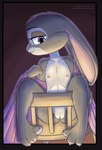 anthro chair female flat_chested fur furniture genitals grey_body grey_fur nipples pussy sitting_backwards furnut disney zootopia judy_hopps lagomorph leporid mammal rabbit 2023 absurd_res hi_res