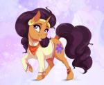 clothed clothed_feral clothing cutie_mark ear_piercing female feral hair horn long_hair open_mouth open_smile piercing purple_eyes purple_hair smile solo dvixie friendship_is_magic hasbro my_little_pony mythology saffron_masala_(mlp) equid equine mammal mythological_creature mythological_equine unicorn 2018 digital_media_(artwork) hi_res